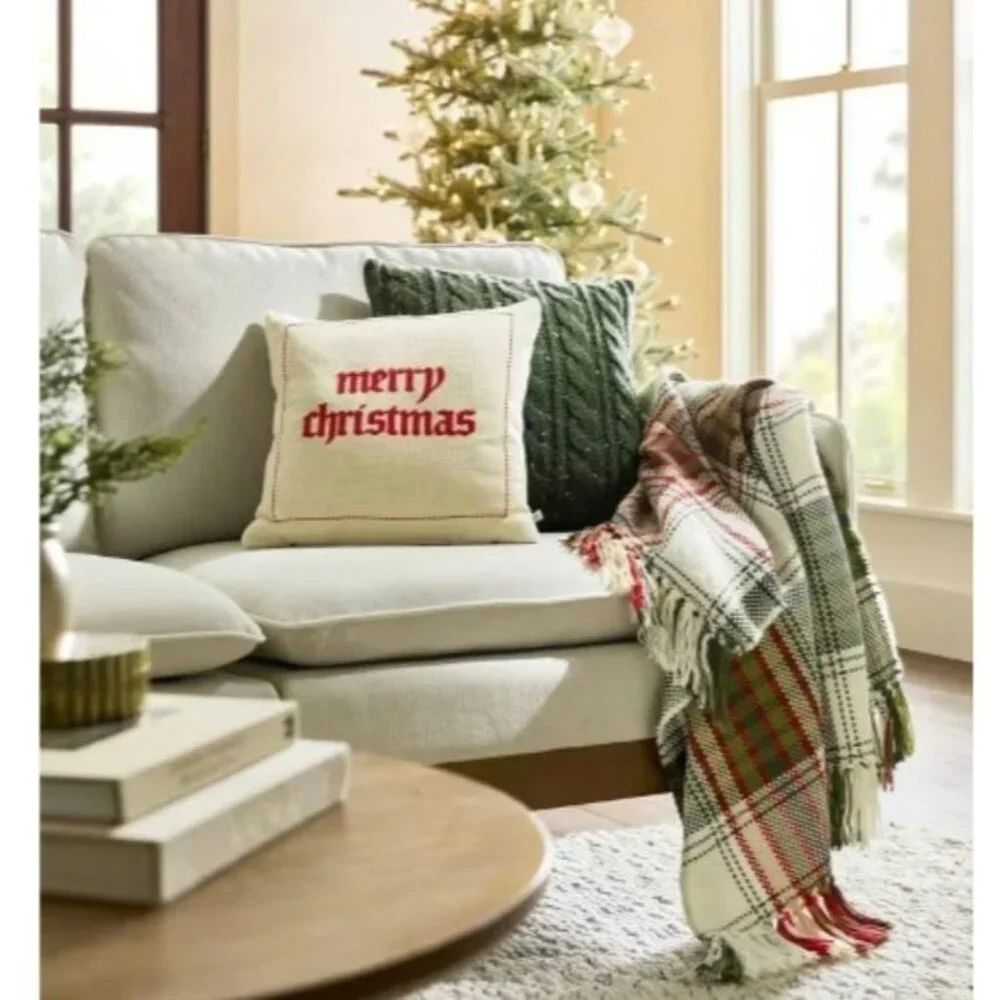 16x16 Merry Christmas Embroidered‎ Throw Pillow - Hearth & Hand Magnolia 2024